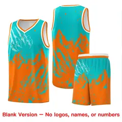 Aqua Orange Beast Pattern Sports Basketball Jersey 7