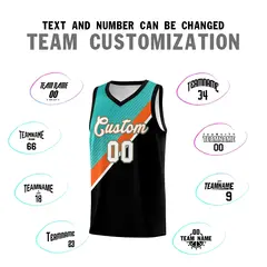 Aqua Orange Black Diagonal Stripes Color Block Basketball Jersey 4
