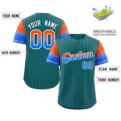 Aqua Orange Blue-White Stripe Gradient Baseball Jersey 2