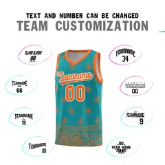 Aqua Orange Cashew Pattern Basketball Uniform Jersey 25