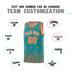 Aqua Orange Cashew Pattern Basketball Uniform Jersey 39