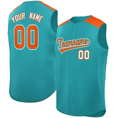 Aqua Orange Classic Authentic Sleeveless Baseball Jersey