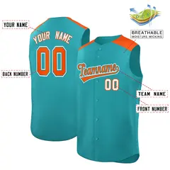 Aqua Orange Classic Authentic Sleeveless Baseball Jersey 2