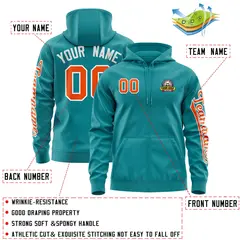 Aqua Orange Classic Full-Zip Varsity Letterman Jacket Hoodie 4