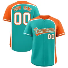 Aqua Orange Color Block Authentic Baseball Jersey 1