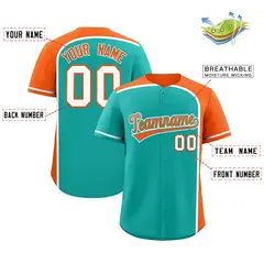 Aqua Orange Color Block Authentic Baseball Jersey 2