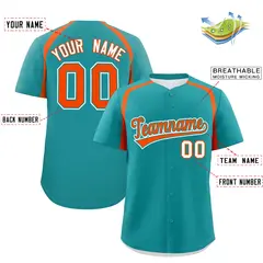 Aqua Orange Color Block Authentic Baseball Jersey 2