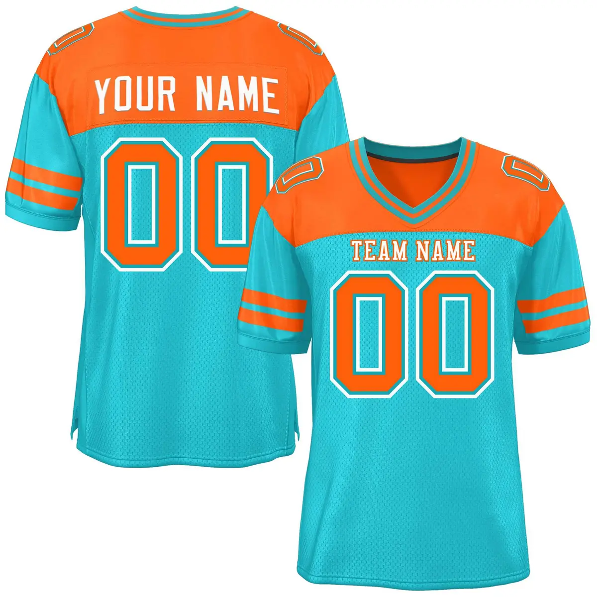 Aqua Orange Color Block Authentic Football Jersey