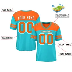 Aqua Orange Color Block Authentic Football Jersey 2