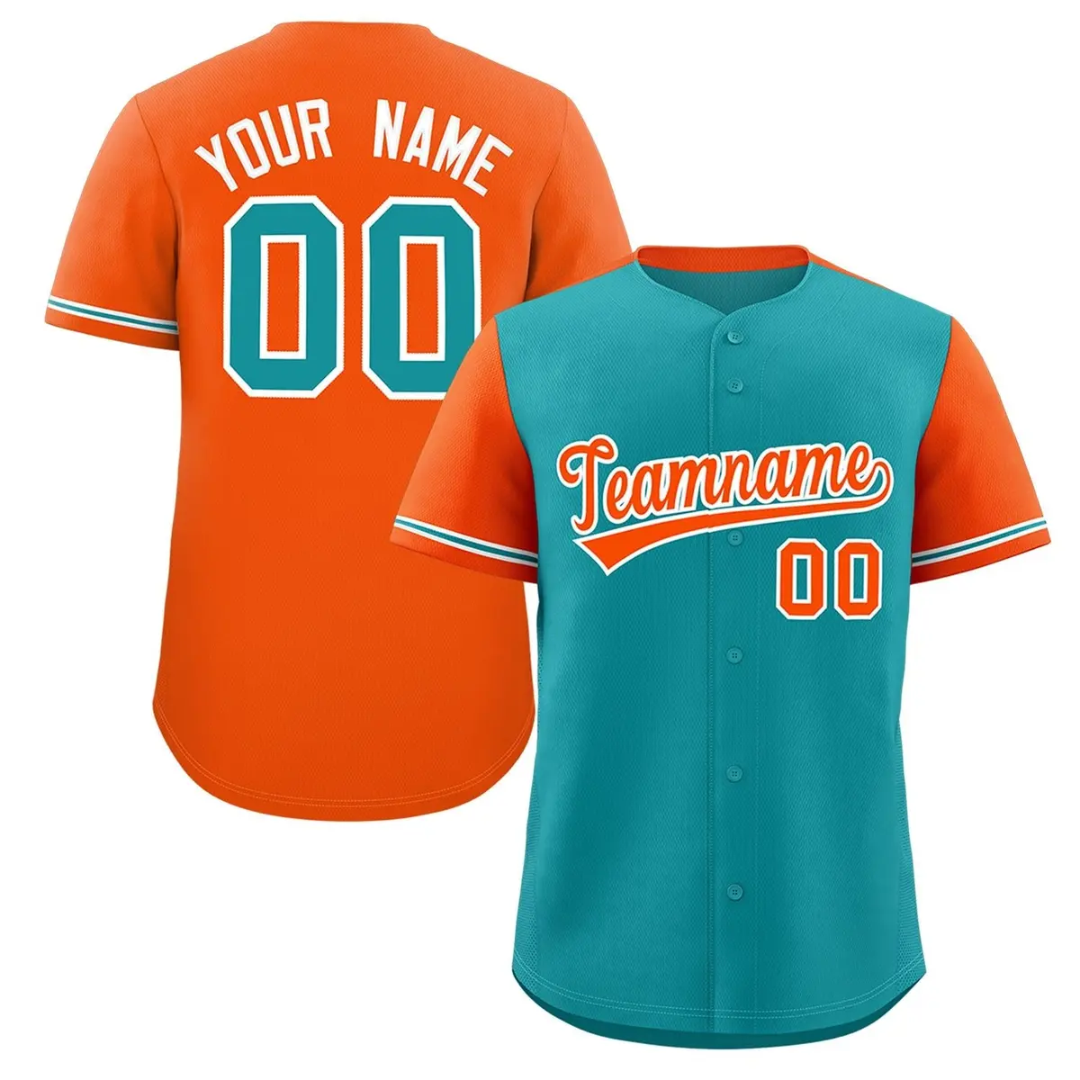 Aqua Orange Color Block Raglan Baseball Jersey