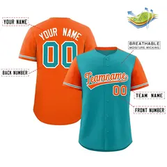 Aqua Orange Color Block Raglan Baseball Jersey 2