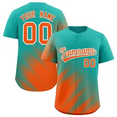 Aqua Orange Diagonal Stripe Gradient Fashion Baseball Jersey 1
