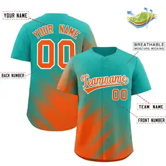 Aqua Orange Diagonal Stripe Gradient Fashion Baseball Jersey 2