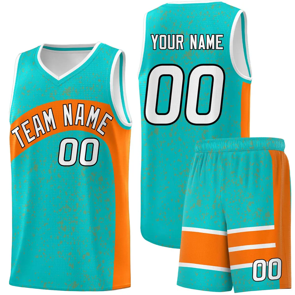 Aqua Orange Dot Graffiti Irregular Pattern Basketball Jersey