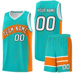 Aqua Orange Dot Graffiti Irregular Pattern Basketball Jersey 1