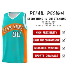 Aqua Orange Dot Graffiti Irregular Pattern Basketball Jersey 2