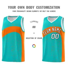 Aqua Orange Dot Graffiti Irregular Pattern Basketball Jersey 3