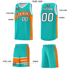 Aqua Orange Dot Graffiti Irregular Pattern Basketball Jersey 5