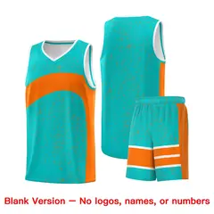 Aqua Orange Dot Graffiti Irregular Pattern Basketball Jersey 7