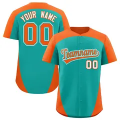 Aqua Orange Edge Color Block Authentic Baseball Jersey 1