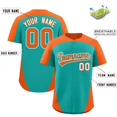 Aqua Orange Edge Color Block Authentic Baseball Jersey 2
