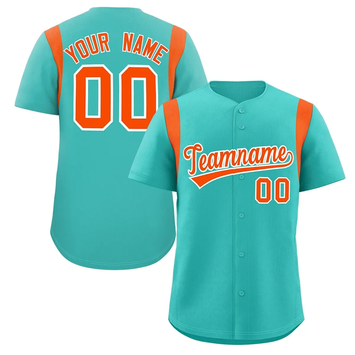 Aqua Orange Full Button Classic Baseball Jersey