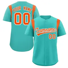 Aqua Orange Full Button Classic Baseball Jersey 1