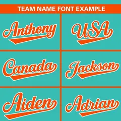 Aqua Orange Full Button Classic Baseball Jersey 3
