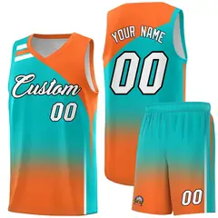 Aqua Orange Gradient Basketball Jersey 1