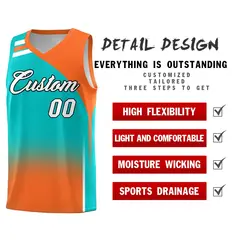 Aqua Orange Gradient Basketball Jersey 2