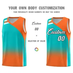 Aqua Orange Gradient Basketball Jersey 3
