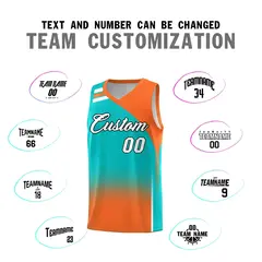 Aqua Orange Gradient Basketball Jersey 4