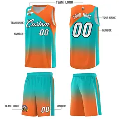 Aqua Orange Gradient Basketball Jersey 5