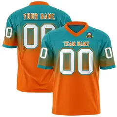 Aqua Orange Gradient Fashion Authentic Football Jersey 1
