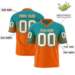 Aqua Orange Gradient Fashion Authentic Football Jersey 2
