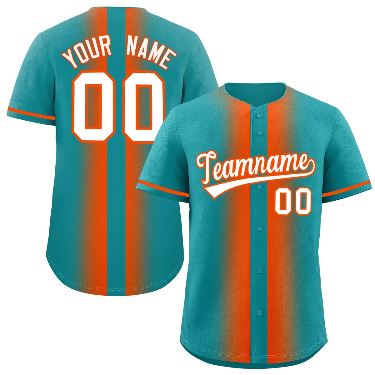 Aqua Orange Gradient Lapel Fashion Baseball Jersey
