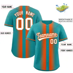 Aqua Orange Gradient Lapel Fashion Baseball Jersey 2