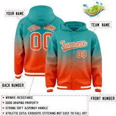 Aqua Orange Gradient Letterman Varsity Jacket Hoodie 4