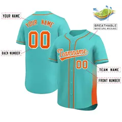 Aqua Orange Gradient Side Authentic Baseball Jersey 2