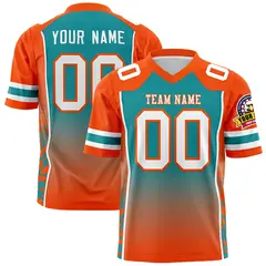 Aqua Orange Gradient Side Pattern Authentic Football Jersey 1