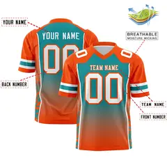 Aqua Orange Gradient Side Pattern Authentic Football Jersey 2
