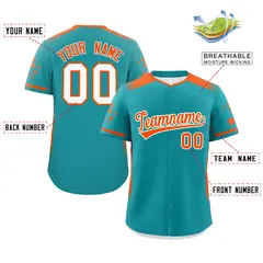 Aqua Orange Gradient Side Star Pattern Baseball Jersey 2