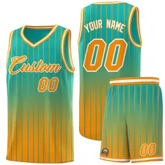 Aqua Orange Gradient Stripe Fashion Basketball Jersey