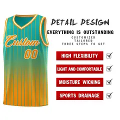 Aqua Orange Gradient Stripe Fashion Basketball Jersey 2