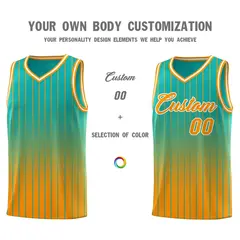Aqua Orange Gradient Stripe Fashion Basketball Jersey 3