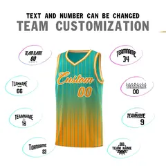 Aqua Orange Gradient Stripe Fashion Basketball Jersey 4