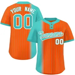 Aqua Orange Gradient Stripe Two-Button Softball Jersey