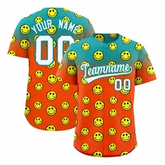 Aqua Orange Graffiti Gradient Smile Baseball Jersey 1
