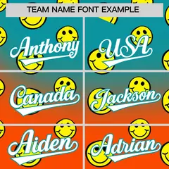 Aqua Orange Graffiti Gradient Smile Baseball Jersey 3