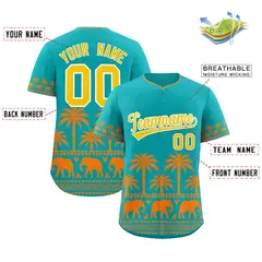 Aqua Orange Graffiti Pattern Bossinia Style Baseball Jersey 2